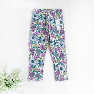 Leggins floreado de baby rib Morado