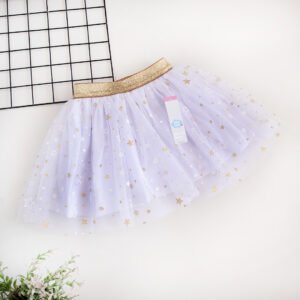 Tutu de tull  blanco con estrellas brillantes, forro de algodón