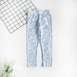 Leggins de baby rib celeste flor