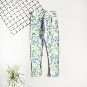 Leggins baby rib flores verdes